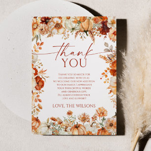 A Little Pumpkin Rustic Floral Baby Shower Thank You Card