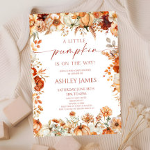 A Little Pumpkin Rustic Orange Floral Baby Shower