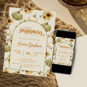 A little pumpkin sunflower fall baby shower  invitation