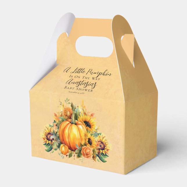A Little Pumpkin | Sunflowers Fall Baby Shower Favour Box (Front Side)