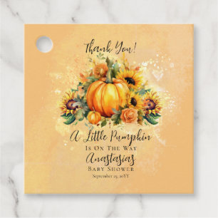 A Little Pumpkin   Sunflowers Fall Baby Shower Favour Tags