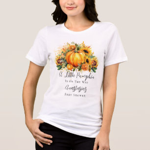 A Little Pumpkin Sunflowers Fall Baby Shower Tri-Blend Shirt