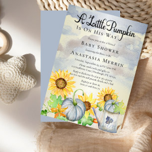 A Little Pumpkin Sunflowers Virtual Baby Shower Invitation