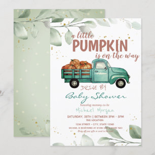 A Little Pumpkin Truck Drive By Baby Shower Invitation