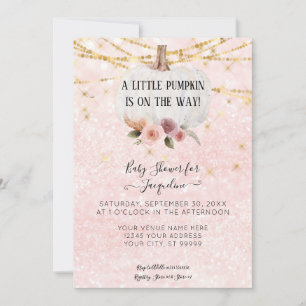 A Little Pumpkin Watercolor Floral String Lights I Invitation