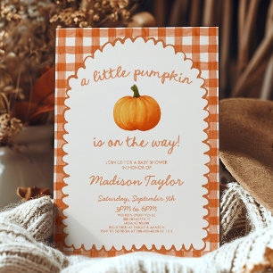 A Little Pumpkin Whimsical Orange Fall Baby Shower Invitation