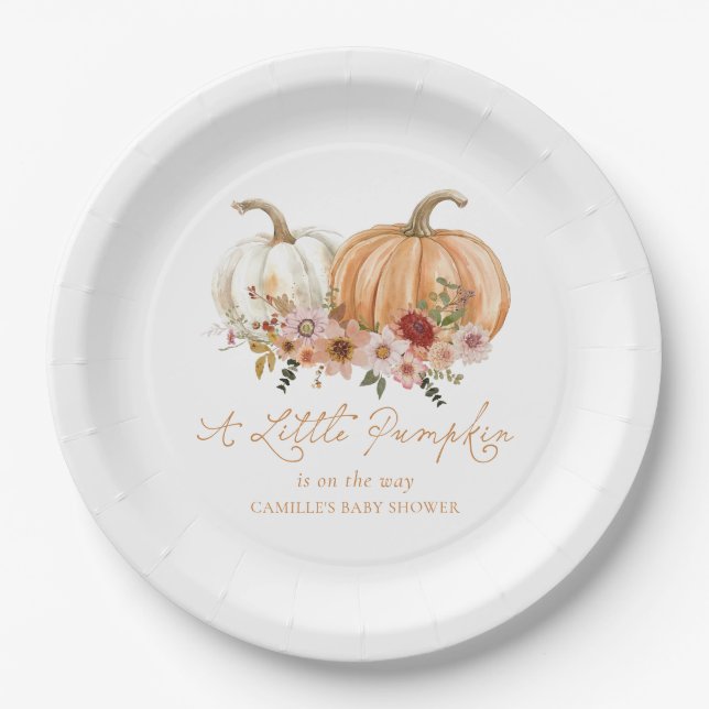 A Little Pumpkin Wildflower Baby Shower Paper Plate (Front)