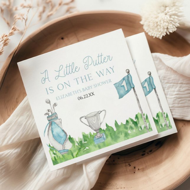 A Little Putter Blue Golf Baby Shower Napkin (Creator Uploaded)