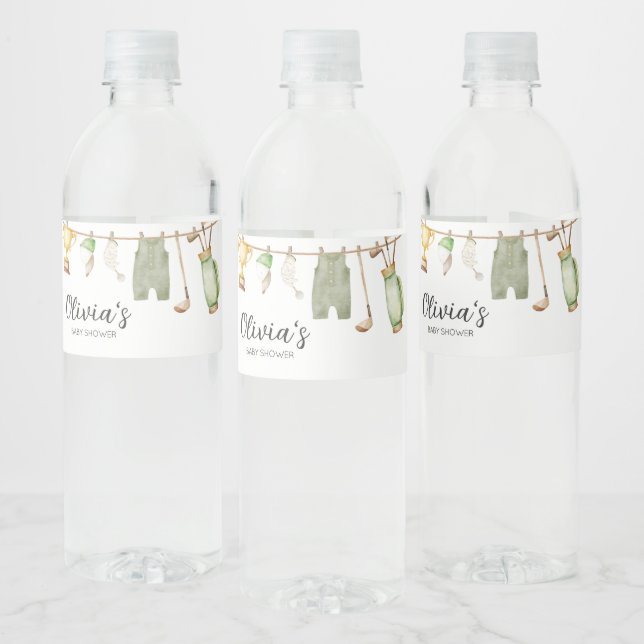 A Little Putter Golf Baby Shower Water Bottle Label (Bottles)