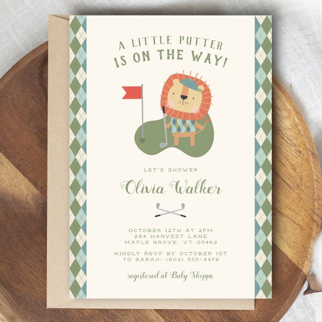 A Little Putter Golf Theme Preppy Plaid Boy  Invitation (A golf-themed baby shower with playful charm
Customize every detail — name, date & RSVP.)
