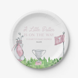 A Little Putter Pink Golf Baby Shower Paper Plate