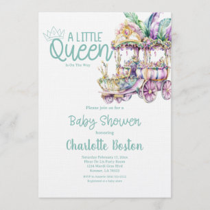 A Little Queen Mardi Gras Float Baby Shower Invitation