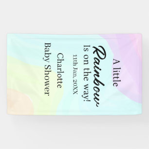 A little rainbow is on its way baby shower name da banner
