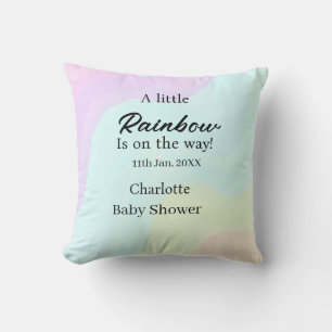 A little rainbow is on its way baby shower name da cushion