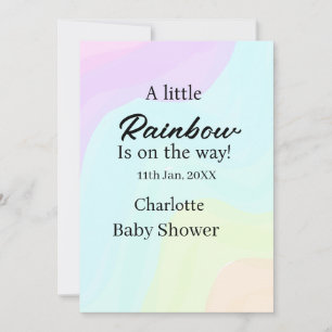 A little rainbow is on its way baby shower name da invitation