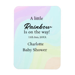 A little rainbow is on its way baby shower name da magnet