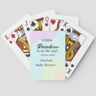 A little rainbow is on its way baby shower name da playing cards