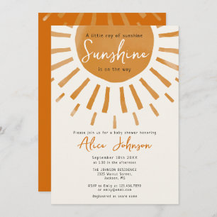 A Little Ray Of Sunshine All In One Baby Shower Invitation