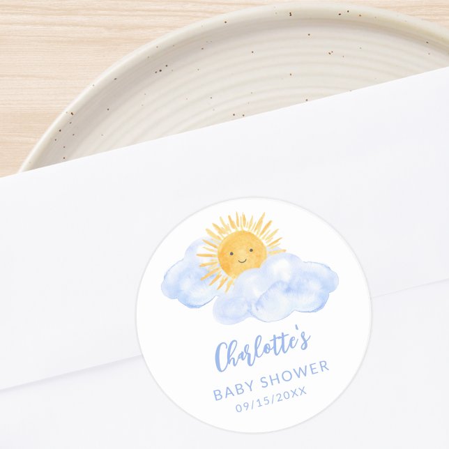 A Little Ray Of Sunshine Baby Shower Classic Round Sticker (Creator Uploaded)