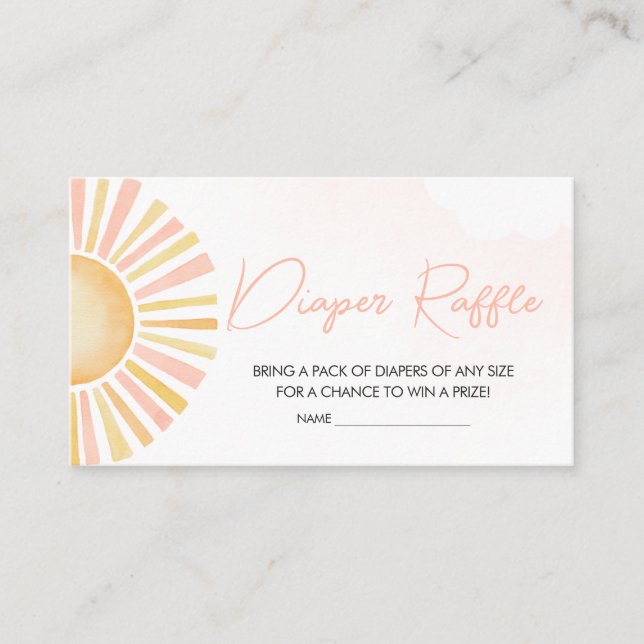 A Little Ray of Sunshine Baby Shower Diaper Raffle Enclosure Card (Front)