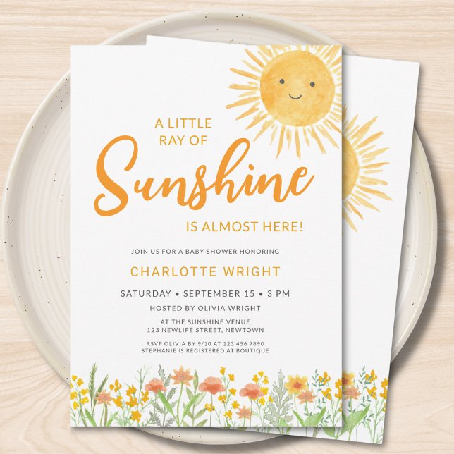 A Little Ray Of Sunshine Baby Shower Invitation (Creator Uploaded)
