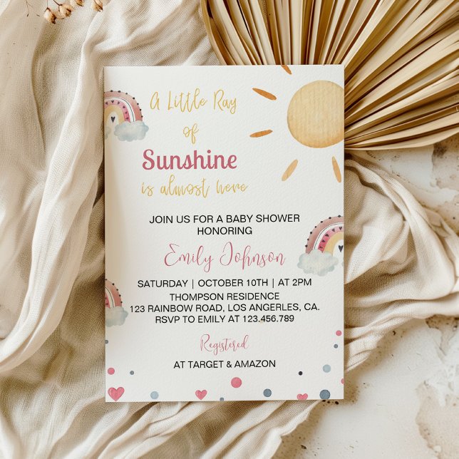 A Little Ray Of Sunshine Baby Shower Invitation (Creator Uploaded)