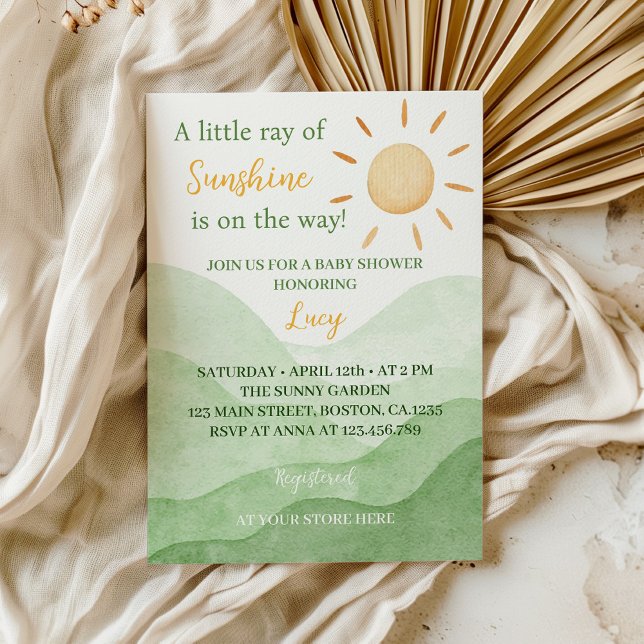 A Little Ray Of Sunshine Baby Shower Invitation (Creator Uploaded)