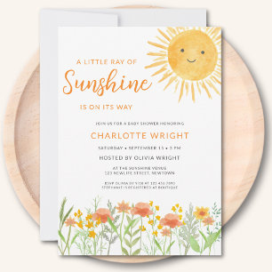 A Little Ray Of Sunshine Baby Shower Invitation