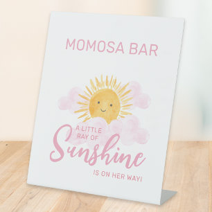 A Little Ray Of Sunshine Baby Shower Momosa Bar Pedestal Sign