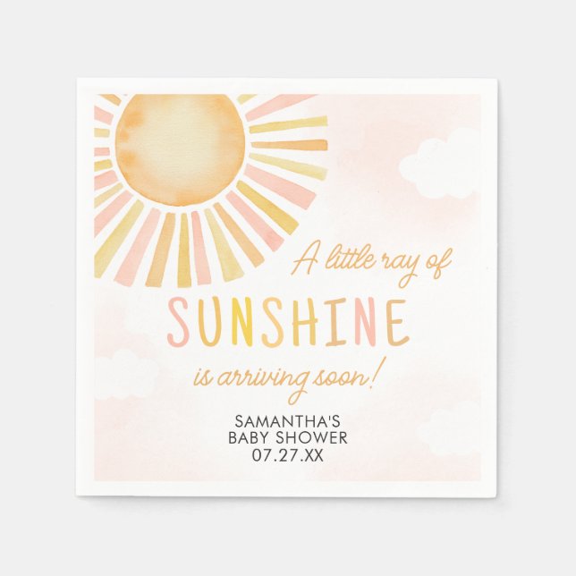 A Little Ray of Sunshine Baby Shower  Napkin (Front)