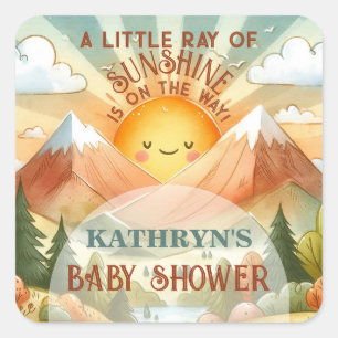A Little Ray of Sunshine Baby Shower Square Sticker