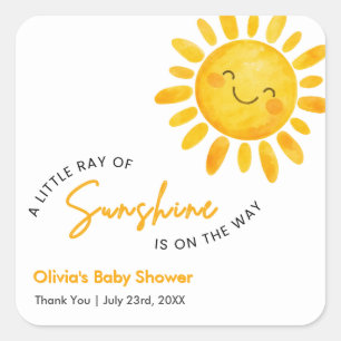 A Little Ray of Sunshine Baby Shower Square Sticker