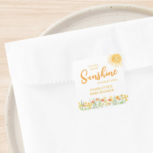 A Little Ray Of Sunshine Baby Shower Square Sticker
