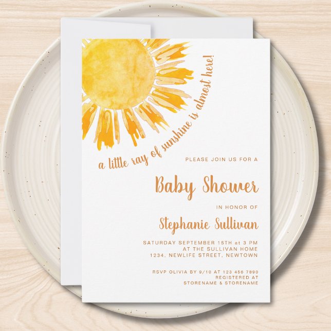A Little Ray of Sunshine Boho Baby Shower  Invitation (Creator Uploaded)