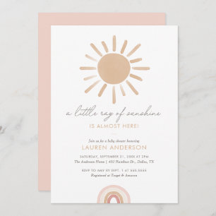 A Little Ray of Sunshine Boho Girl Baby Shower Invitation