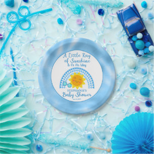 A Little Ray of Sunshine Boy Baby Shower Paper Plate