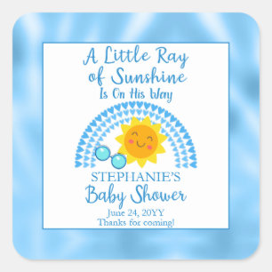 A Little Ray of Sunshine Boy Baby Shower Square Sticker