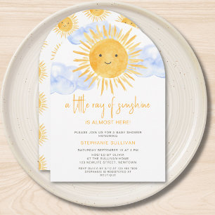 A Little Ray of Sunshine Clouds Baby Shower Invitation
