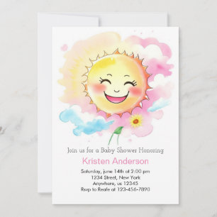 A Little Ray of Sunshine Custom Girl Baby Shower Invitation