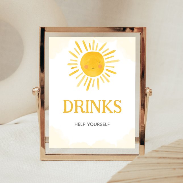 A Little Ray of Sunshine Drinks Sign (Sunshine Baby Shower Drinks Sign)