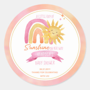 A Little Ray of Sunshine Girl Baby Shower Classic Round Sticker