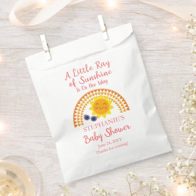 A Little Ray of Sunshine Girl Baby Shower  Favour Bags (Clipped)