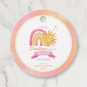 A Little Ray of Sunshine Girl Baby Shower Favour Tags