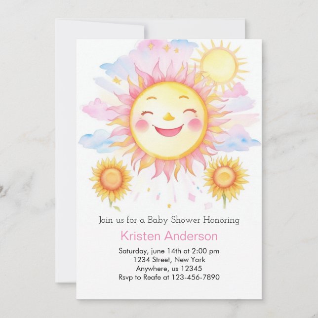 A Little Ray of Sunshine Girl Baby Shower Invitation (Front)