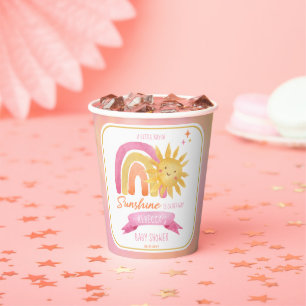 A Little Ray of Sunshine Girl Baby Shower Paper Cups