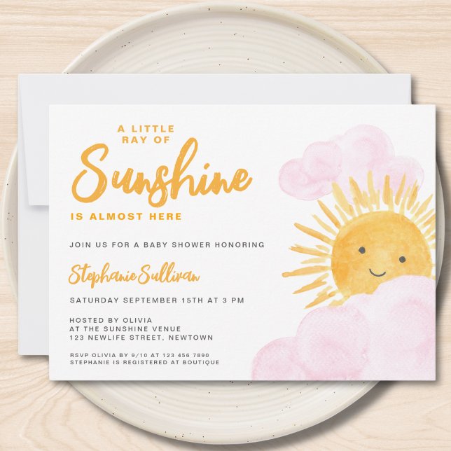 A Little Ray Of Sunshine Girl's Baby Shower Invitation (Creator Uploaded)
