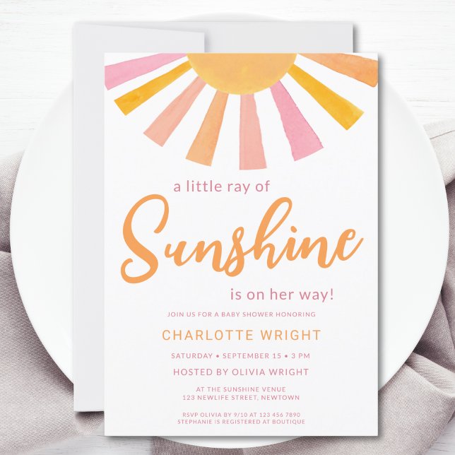 A Little Ray Of Sunshine Girl's Baby Shower  Invitation (Creator Uploaded)