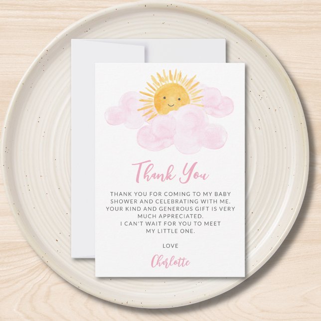 A Little Ray Of Sunshine Girl's Baby Shower Thank You Card (Creator Uploaded)