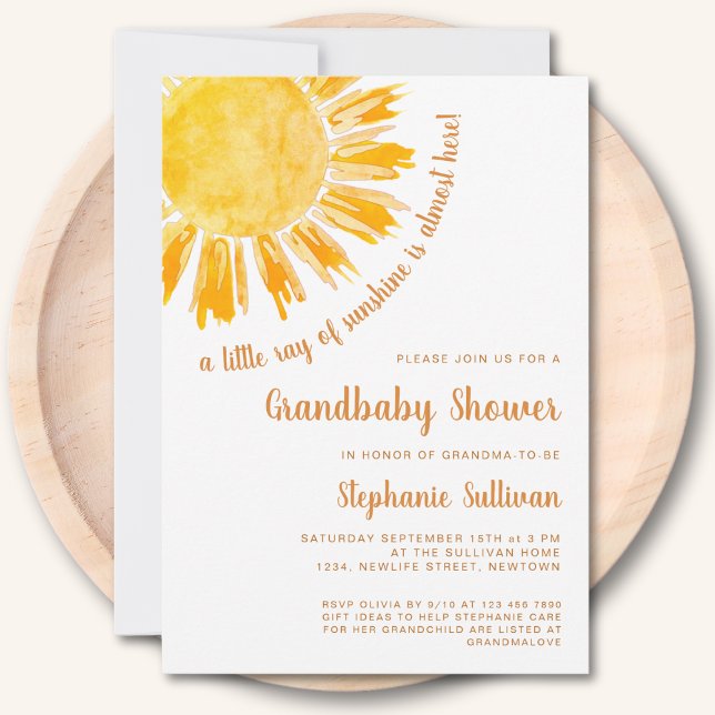 A Little Ray of Sunshine Grandbaby Shower Invitati Invitation (Creator Uploaded)