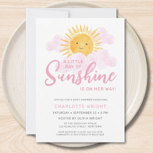 A Little Ray Of Sunshine Is On Her Way Baby Shower Invitation